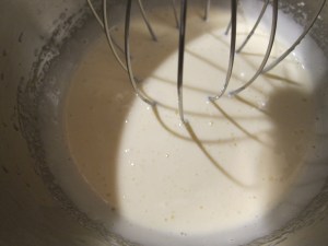 This looked light and fluffy until the mixer stopped.