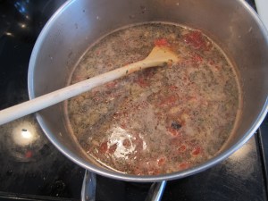 Brown, partly from all the bits that came off the bottom of the pot.