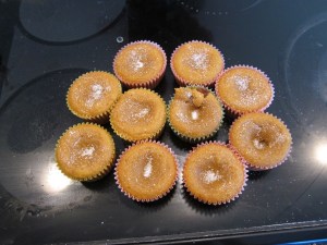 Sunken, because they weren't fully baked. Still delicious!