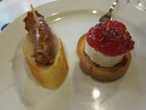 Some pintxos, which are SUPER common in Basque country. A wide variety of them are just out on the bar and you go up and pick a few to eat. The one on the right, with a soft cheese and tomato jelly (?) was the best one of the trip.
