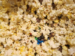 I stirred a tiny bit and all the M&Ms and pretzels dropped straight to the bottom!