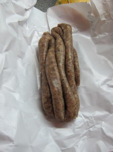 Sausage from a butcher's shop on the same street. I really really like this stuff! The label translates to "sausage meatballs" so...that's helpful.