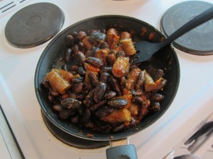 Forgot to take a picture of this the second time through, so this is about twice as many beans as you'll have. The sauce to bean ratio is way better with less beans.