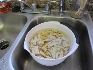 I actually cut these the night before and just left them under water all day and they were fine!