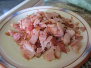 Doesn't cook up that much more later, so crisp it up now.