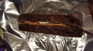 Fluffernutter about to get taken skiing.