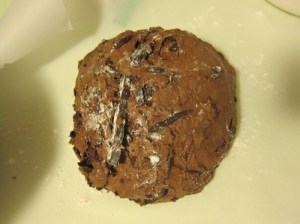 For some reason I cut the chocolate smaller each time I baked this bread - that's not necessary! These chunks are fine.